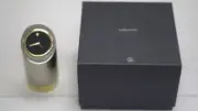 Movado Chrome & Brass Tower style Cylindrical Desk Clock