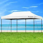 [ALFORDSON] 3 x 6m Gazebo Marquee High Adjustable White Color, Pop-up Canopy Camping Shelter Shade with Steel Frame for Wedding Party, Pavilion with Pegs, Ropes & Carry Bag