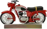 Red Alloy Retro Static Motorcycle Model 1:24 Scale for Atlas for Pannonia 250 Classic Metal Vehicle Ornaments Hobby Collection Gift Motorcycle Model with Steering Movable Stand