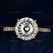 4.00 Ct Portuguese Cut Colorless Moissanite Engagement Ring 14K Rose Gold