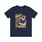 U.S. Navy Retired Cat Lover T-Shirt, Courage and Purrs, Gift for Navy Veteran