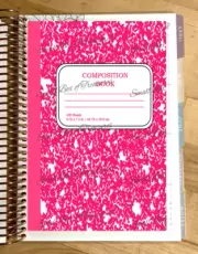 Bright Pink Composition Book Insert 4 use with ErinCondren A5 Coil Spiral-