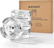 4 Pack Fermentation Glass Weights for Fermenting, Canning, Pickling with Easy-Grip Handle for Wide-Mouth Mason Jars,Groove to Remove Excess Brine