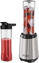 Russell Hobbs Blender - Stand Mixer & Smoothie Maker to Go [23,500 rpm Power Motor] Including 2x Mixing Containers 600 ml (BPA Free, Dishwasher & Shatterproof Including Lid) Chopper, Stainless Steel,