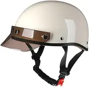 Vintage Motorcycle Helmet for Men &Half Helmet Motorcycle Helmet with Sun Visor DOT/ECE Certified for Motorbike Cruiser Crash Helmets Open Face Motorbikes Helmet H,M(57-58CM)