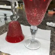 Set of 2 Park Design Goblets Frosted Ruby Red with Clear Stem Glasses 8"