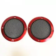 2Pc 3" Speaker Cover Red ABS Frame Black Metal Mesh For Car Audio DJ PA Speaker