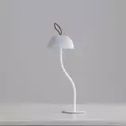 Corrugated White Lamp Cap Elegant Curved Stem Mushroom Desk Lamp - Adjustable L