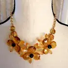 NWT Kate Spade NY Handcraft Amber Lucite Flower Cluster Statement Necklace $148