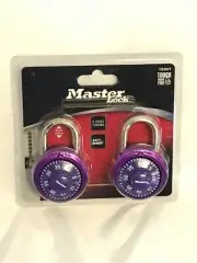 Master Lock, Combination Padlock, 2 Pack 1 Combo Anti-Shim, 3/4",(1530T), Purple