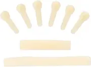 6 String Martin Guitar Bone dle Preslotted Bone Nut and 6pcs Bridge Pins Kit for Acoustic Electric Guitar White One Size