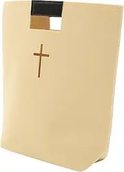 Tofficu 1Pc Cross Design Bible Cover Felt Handbag Tote Multi Functional Church Study Pouch for Shopping Travel Present for Bible Readers
