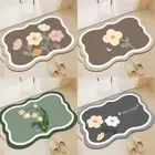 Wavy Doormat Diatomite Print Rug Durable Bath Mat for Bathroom