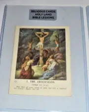 Vintage Bible Study Lesson Color Card Christian The Crucifixion Luke Scripture