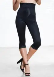 Rago Shapewear Diet Minded Mid-Calf Hi-Waist Capri Black Pant Liner +Size 40/5XL