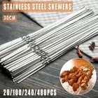 Stainless Steel Barbecue Metal Skewers Flat Needle BBQ Tools Kebab Stick 30CM AU