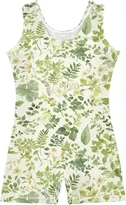 [FRODOTGV] Dreamy Sea Green Ferns Gymnastics Leotards for Girls Toddler Athletic Activewear for Exercise, Playing, Biketard