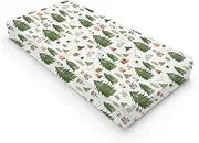 Woodland Animals Camping Changing Pad Covers Giraffe Hedgehog Forest Mountain Diaper Changing Table Sheets for Boy Girl Wildlife Soft Breathable Stretch Baby Changing Table Pad Mats Cover 32''x16''