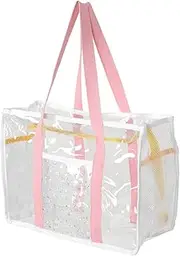 Gogogmee Transparent Storage Bag Beach Bag Travel Beach Bag with Large Capacity Beach Bag for Women Beach Travel Bag Travel Beach Bag Beach Bag Tote Pool Bags for Women Pink Pvc