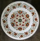 18 Inches Marble Coffee Table Top Gemstone Inlay Wor Side Table for Bar Decor