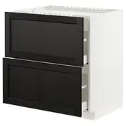 METOD / MAXIMERA base cab f hob/2 fronts/2 drawers, white/Lerhyttan black stained, 80x60x80 cm