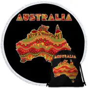 Multi Colored Aboriginal Design Australia Continent Round Beach Towel
