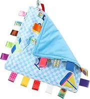 Milisten 1Pc Cartoon Security Comforter Taggy Blanket for Boy Girl Soft Plush Sensory Stimulating Tag Blanket Machine Washable Present for Newborns