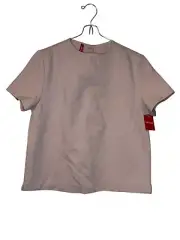Spanx Women's Top The Perfect Funnel Crop Boxy Short Sleeve Pale Pink Small NWT