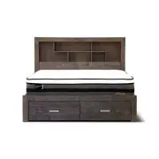 ROMERO SOLID RECYCLED PINE TIMBER KING BED WITH STORAGE DRAWERS