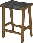 Woven Strips Counter Height Bar Stools 24" H Backless Stool Chair, Dark Grey Fau