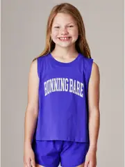 Running Bare Girls Activewear. Girls Blue Sports Singlet