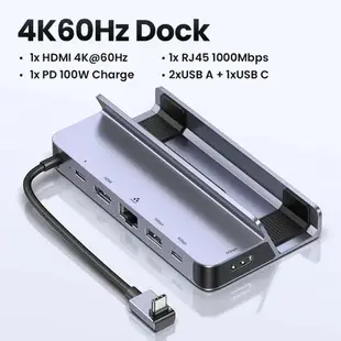 【日本代購】UGREEN USB C 擴充座轉 HDMI 4K60Hz RJ45 PD100W 擴充座適用於 Steam Deck 華碩 ROG Ally Nintend Switch MacBook PC USB 3.0 HUB