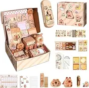 Cute Stationery Set - Capybara Pencil Bag,School Supplies for Boys Girls, Cute Stationery Include Notebooks, Pencils, Sticky Notes, Stickers, Etc