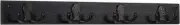 Wooden Mallet 4 Double Prong Rail, Black Hooks, Coat Rack