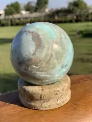 260g Blue Aragonite Sphere Natural Crystal Ball Healing Stone Meditation 56mm