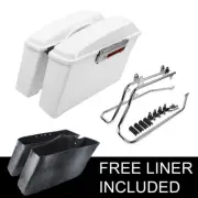 White Hard Saddlebags Bags Bracket Kit Fit For Harley Softail Fatboy FLSTF 84-17