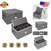 Stackable Grey Stemware Storage Box Set - Durable Wine Glass Organizers (2-Pack)