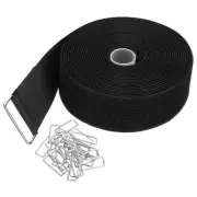 25Pcs, Hook and Loop Straps 2 in x 16 Ft with Metal Buckle Black