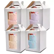 Cake Boxes 6pcs 10x10x12 and 12x12x14 Inches With Window Tall Cake Box for Ti...