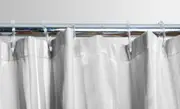 Shower Curtain Satin Stripe White w/ Hooks