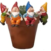 4x Garden 8cm Resin Gnome Pot Sitter Outdoor Ornament Yard Patio Decor Assorted