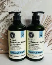 2-Pack Precious Tails ~ Coconut Mint 2-in-1 Pet Shampoo & Conditioner 27 fl oz