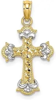 [JewelryWeb] D C Religious Faith Cross With White Fleur de lis Tips 18.6mm long
