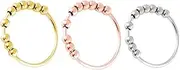 GLSTOY 3pcs Rotatable Beads Anxiety Relief Stainless Steel Fidget for Stress Reduction Creative Finger Jewelry for Daily Wear