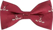 [King & Priory] Golf Clubs Burgundy Red Herringbone Embroidered Bow Tie