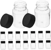 Gatuida 24pcs Transparent Plastic Sample Bottles with Black Screw Caps Vials for Laboratory Testing Specimen Storage and Travel Portable Reagent Containers for Scientific Experiments
