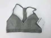Calvin Klein Small Lightly Lined Logo Bralette QP16680-020 Grey Heather New $26