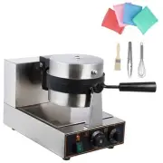 1100-Watt Single Round Waffle Stainless Steel Rotatable Belgian Waffle Maker