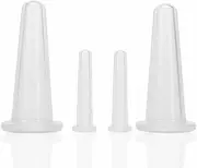 4 Pcs Silicone Facial Cupping Therapy Set Vacuum Massage Cup Kit Body Cupping Cup Set for Face Neck Back Eyes Massage Vacuum Cans Suction Anti Cellulite Massager Health Care (White)