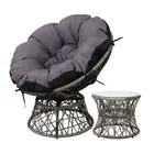 NNEDSZ Papasan Chair and Side Table - Grey